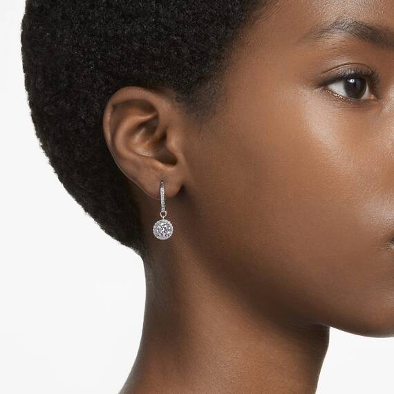 Swarovski Una Ohrringe, Rhodinierte Hängeohrringe mit Klaren Swarovski Kristallen
