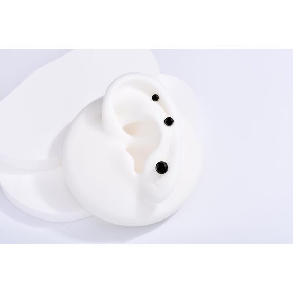 USEEDOVIA Ohrstecker Silber 925 Damen, 3 Paar Klein Sterling Silber Ohrringe Schwarz Set mit Schwarz Zirkonia Knorpel Funkelnd Schmuck Geschenke für Damen Herren 2/3/4mm