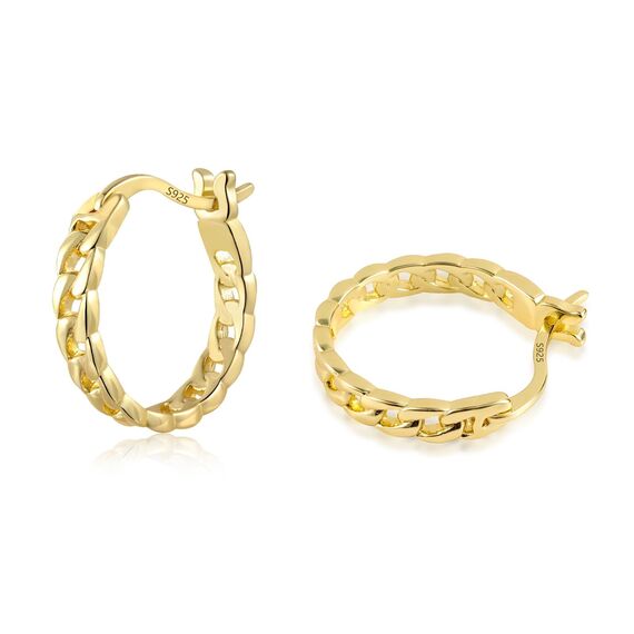Gold Creolen Ohrringe für Damen, Sterlingsilber Kleine Huggie Ohrringe Kette Huggie Creolen für Damen Silber Ohrringe hypoallergen S925 Creolen Schmuck Geschenk