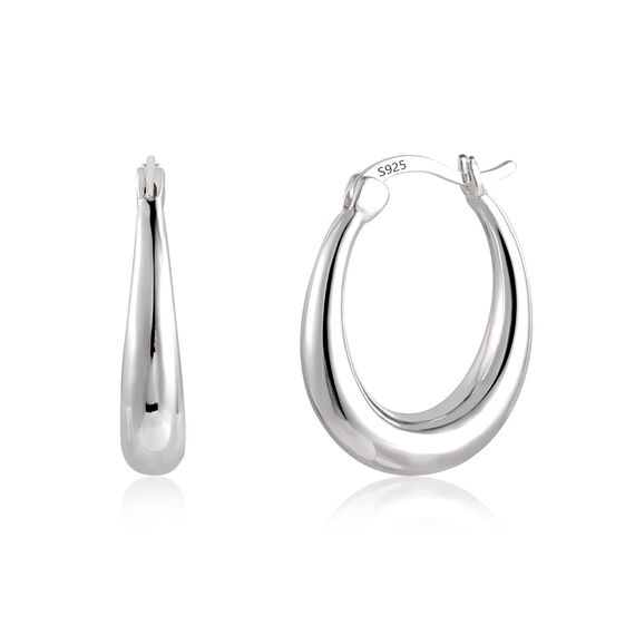 Silber 925 Creolen Ohrringe für Damen, Große Ovale Creolen Ohrringe Hypoallergen Sterling Silber Ohrringe Klobige Creolen Ohrringe Dick Creolen Glatte Tropfenform Damen Mädchen 2,2 cm