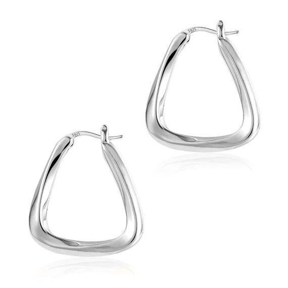 Creolen Ohrringe für Damen, Silber 925 Eckig Ohrringe Silber Gedrehte Ohrringe Große Dicke Silber Ohrringe Creolen Trendige Geometrische Creolen Ohrringe Klobige Ohrringe Schmuck Geschenke