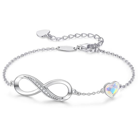 Infinity Armband Damen 925 Sterling Silber Rosegold or Edelstahl, Unendlichkeit Herz Armbänder Kristallen Armkette Valentinstag Muttertag Geburtstags Weihnachten Geschenk für Sie Frauen Freundin Mama