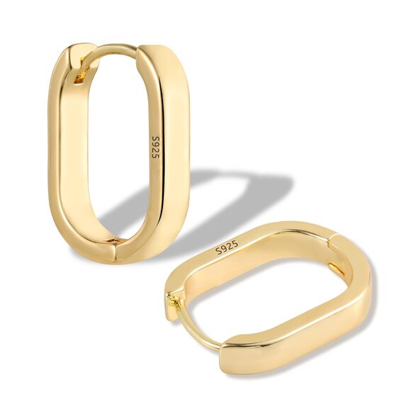 Gold Creolen Ohrringe Kleine Damen, Hypoallergen Silberne Geometrische Ohrringe Kleine Ohrringe Eckig Dicke Creolen Leichte Kleine Creolen Quadratische Gold Huggie Ohrringe Mädchen
