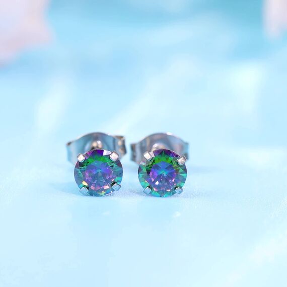 Limerencia Titan Ohrstecker für Damen Herren, G23 Implantat Ohrringe Hypoallergen Titan, Nickelfrei Medizinische Ohrstecker, 5MM CZ Ohrringe für empfindliche Ohren Mode Damenschmuck