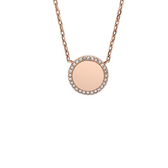 Fossil Halskette Für Frauen, 40,6 Cm Länge, 5,1 Cm Verlängerung Rose Gold Edelstahl Halskette, JOF00491791