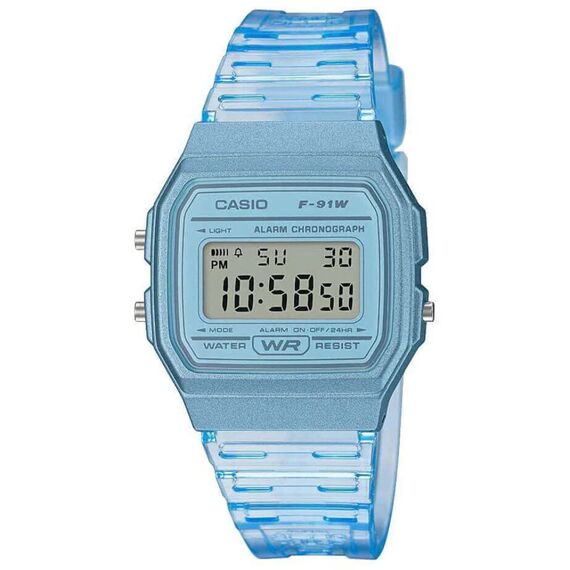 Casio Damen Digital Quarz Uhr mit Resin Armband F-91WS-2EF, Blau