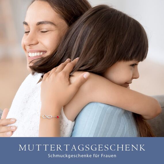 Infinity Armband Damen 925 Sterling Silber Rosegold or Edelstahl, Unendlichkeit Herz Armbänder Kristallen Armkette Valentinstag Muttertag Geburtstags Weihnachten Geschenk für Sie Frauen Freundin mama