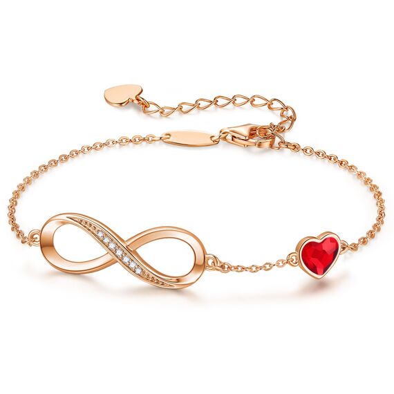 Infinity Armband Damen 925 Sterling Silber Rosegold or Edelstahl, Unendlichkeit Herz Armbänder Kristallen Armkette Valentinstag Muttertag Geburtstags Weihnachten Geschenk für Sie Frauen Freundin Mama