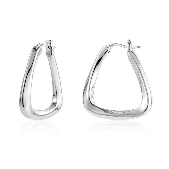 Creolen Ohrringe für Damen, Silber 925 Eckig Ohrringe Silber Gedrehte Ohrringe Große Dicke Silber Ohrringe Creolen Trendige Geometrische Creolen Ohrringe Klobige Ohrringe Schmuck Geschenke