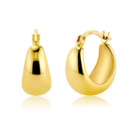 KISSPAT Gold Ohrringe für Damen - Breit Creolen, Hypoallergen, Dicke, Leichte, Klobige Statement Kreolen