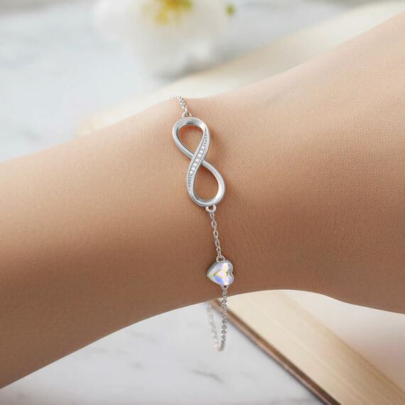 Infinity Armband Damen 925 Sterling Silber Rosegold or Edelstahl, Unendlichkeit Herz Armbänder Kristallen Armkette Valentinstag Muttertag Geburtstags Weihnachten Geschenk für Sie Frauen Freundin Mama