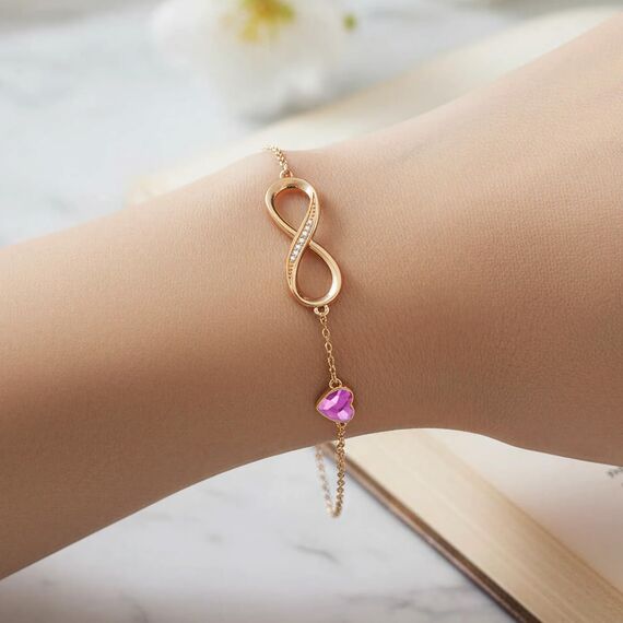 Infinity Armband Damen 925 Sterling Silber Rosegold or Edelstahl, Unendlichkeit Herz Armbänder Kristallen Armkette Valentinstag Muttertag Geburtstags Weihnachten Geschenk für Sie Frauen Freundin Mama