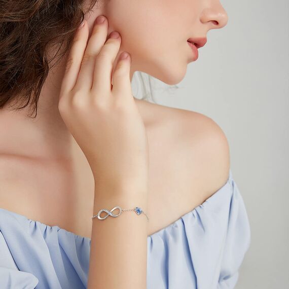 Infinity Armband Damen 925 Sterling Silber Rosegold or Edelstahl, Unendlichkeit Herz Armbänder Kristallen Armkette Valentinstag Muttertag Geburtstags Weihnachten Geschenk für Sie Frauen Freundin mama