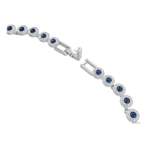 Swarovski Una Angelic Halskette, Rhodinierte Damenhalskette mit Blauen Kristallen im Rundschliff und Schimmerndem Pavé, Länge: 38-40 cm