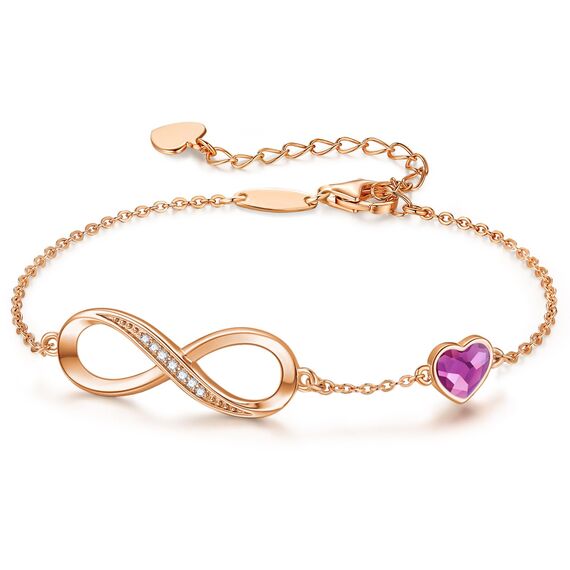Infinity Armband Damen 925 Sterling Silber Rosegold or Edelstahl, Unendlichkeit Herz Armbänder Kristallen Armkette Valentinstag Muttertag Geburtstags Weihnachten Geschenk für Sie Frauen Freundin Mama