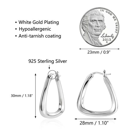 Creolen Ohrringe für Damen, Silber 925 Eckig Ohrringe Silber Gedrehte Ohrringe Große Dicke Silber Ohrringe Creolen Trendige Geometrische Creolen Ohrringe Klobige Ohrringe Schmuck Geschenke