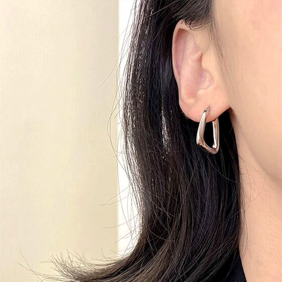 Creolen Ohrringe für Damen, Silber 925 Eckig Ohrringe Silber Gedrehte Ohrringe Große Dicke Silber Ohrringe Creolen Trendige Geometrische Creolen Ohrringe Klobige Ohrringe Schmuck Geschenke