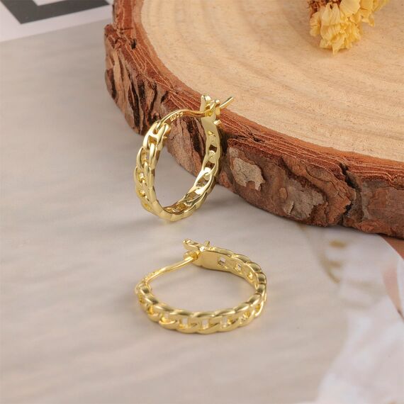 Gold Creolen Ohrringe für Damen, Sterlingsilber Kleine Huggie Ohrringe Kette Huggie Creolen für Damen Silber Ohrringe hypoallergen S925 Creolen Schmuck Geschenk