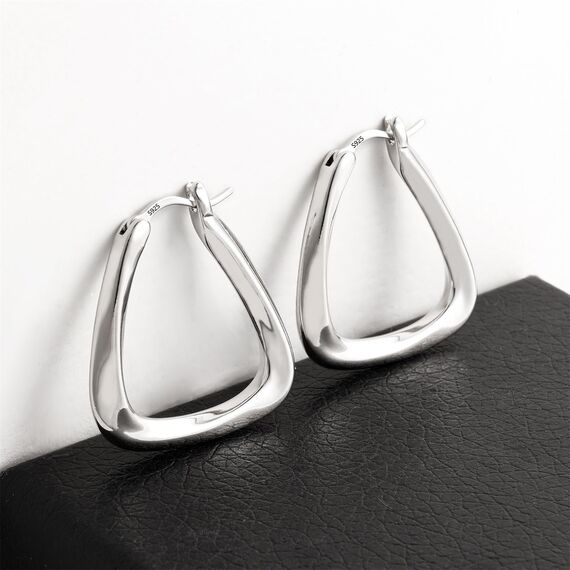 Creolen Ohrringe für Damen, Silber 925 Eckig Ohrringe Silber Gedrehte Ohrringe Große Dicke Silber Ohrringe Creolen Trendige Geometrische Creolen Ohrringe Klobige Ohrringe Schmuck Geschenke