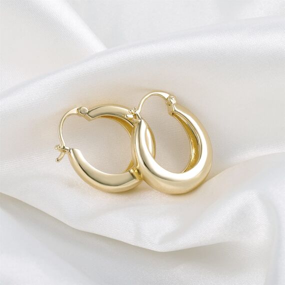 Gold Creolen für Damen - Kleine Klobige Dicke Ohrringe, Hypoallergene Sterling Silber Kreolen, Hohle Creolen für Frauen Mädchen