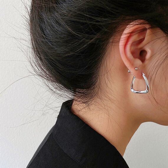 Creolen Ohrringe für Damen, Silber 925 Eckig Ohrringe Silber Gedrehte Ohrringe Große Dicke Silber Ohrringe Creolen Trendige Geometrische Creolen Ohrringe Klobige Ohrringe Schmuck Geschenke