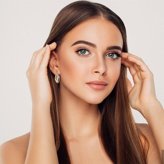 Gold Creolen Ohrring für Damen, Klein Klobige Creolen hypoallergen Sterlingsilber 925 Kleine Gehämmerte Dicke Creolen Leichte Huggie Creolen Klassische Schmuckgeschenke