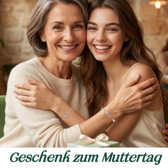 Infinity Armband Damen 925 Sterling Silber Rosegold or Edelstahl, Unendlichkeit Herz Armbänder Kristallen Armkette Valentinstag Muttertag Geburtstags Weihnachten Geschenk für Sie Frauen Freundin Mama