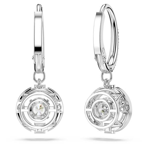 Swarovski Una Ohrringe, Rund, Weiss, Rhodiniert