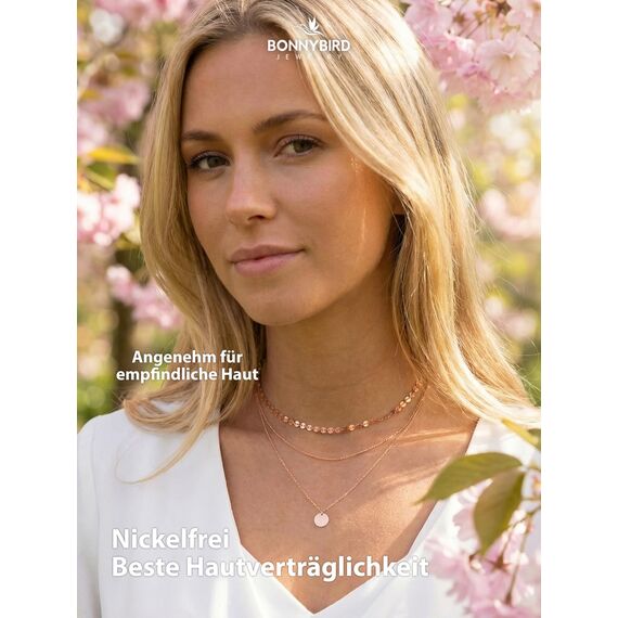 BONNYBIRD® Layering Kette Rosegold Damen Ketten Set Schlichte Kette Rosegold Boho Kette Damen Feine Halskette Edelstahl Mehrreihige Kette mit Anhänger Kette Boho