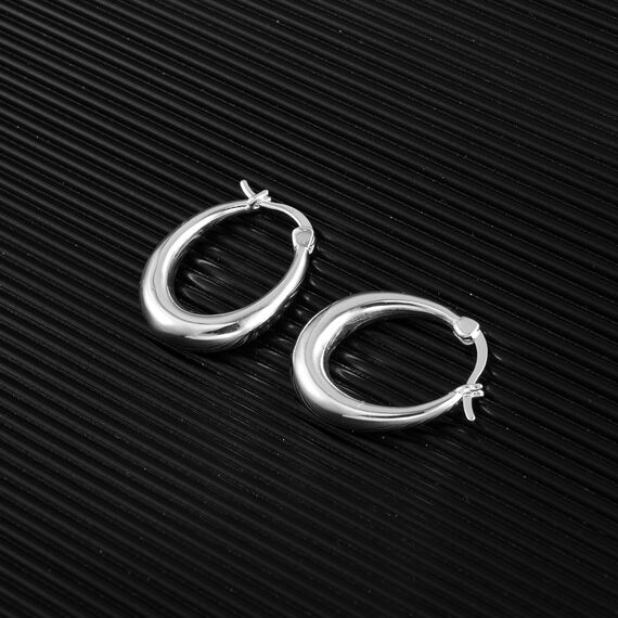 Silber 925 Creolen Ohrringe für Damen, Große Ovale Creolen Ohrringe Hypoallergen Sterling Silber Ohrringe Klobige Creolen Ohrringe Dick Creolen Glatte Tropfenform Damen Mädchen 2,2 cm
