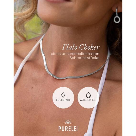 Purelei I'lalo Choker (Silber) – Elegante Kette aus Edelstahl – Verstellbare Länge 35/40 cm – Schmuck inspiriert von Hawaii – Designed in Germany