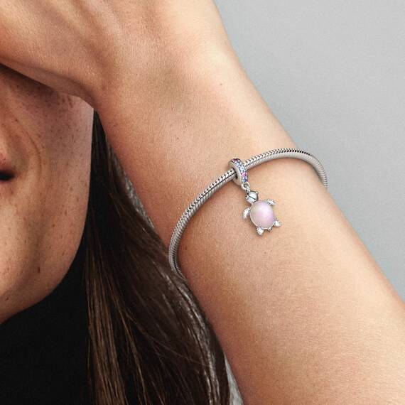 Pandora Murano Glass Pink Sea Turtle Dangle Charm 798939C02