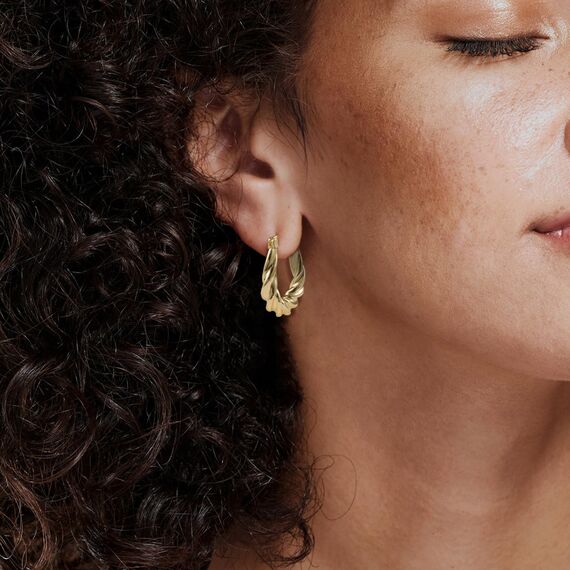 Gold Creolen Ohrringe für Damen, Kleine Klobige Creolen Ohrringe Ovale Gedrehte Creolen Ohrringe Sterling Silber Gedrehte Ohrringe Hypoallergen Huggie Klobige Creolen Ohrringe Damen Mädchen