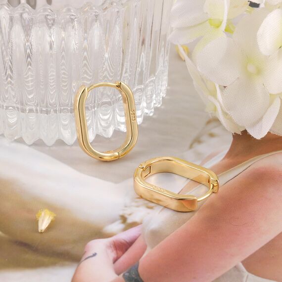 Gold Creolen Ohrringe Kleine Damen, Hypoallergen Silberne Geometrische Ohrringe Kleine Ohrringe Eckig Dicke Creolen Leichte Kleine Creolen Quadratische Gold Huggie Ohrringe Mädchen