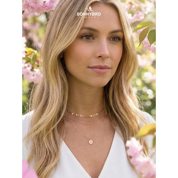 BONNYBIRD® Layering Kette Rosegold Damen Ketten Set Schlichte Kette Rosegold Boho Kette Damen Feine Halskette Edelstahl Mehrreihige Kette mit Anhänger Kette Boho