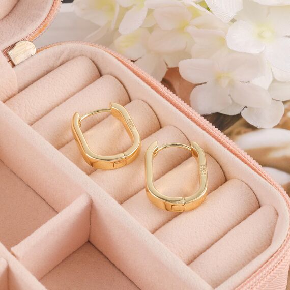 Gold Creolen Ohrringe Kleine Damen, Hypoallergen Silberne Geometrische Ohrringe Kleine Ohrringe Eckig Dicke Creolen Leichte Kleine Creolen Quadratische Gold Huggie Ohrringe Mädchen