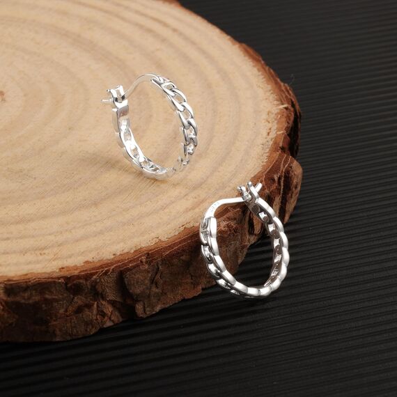 Silber 925 Creolen Ohrringe für Damen, Sterlingsilber Kleine Huggie Ohrringe Kette Huggie Creolen für Damen Silber Ohrringe hypoallergen S925 Creolen Schmuck Geschenk