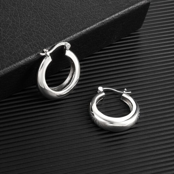 Silber 925 Kleine Creolen Ohrringe für Damen, Hypoallergen Dicke Creolen Ohrringe Trendige Leichte Klobige Ohrringe Huggie Kleine Creolen Ohrringe Breite für Schmuck Geschenk
