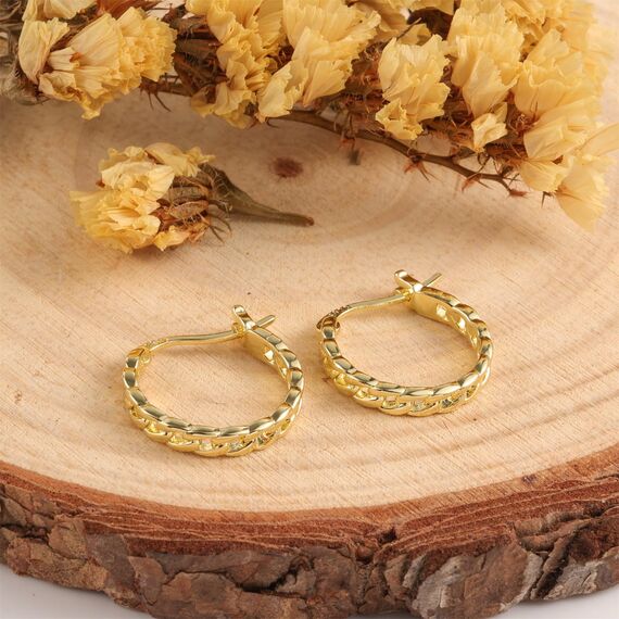 Gold Creolen Ohrringe für Damen, Sterlingsilber Kleine Huggie Ohrringe Kette Huggie Creolen für Damen Silber Ohrringe hypoallergen S925 Creolen Schmuck Geschenk