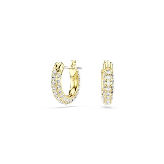 Swarovski Dextera Kreolen, Vergoldete und Weiße Mini-Ohrringe mit Strahlendem, Klarem Kristallpavé, Größe: 1.2 x 1.5 cm