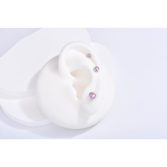 USEEDOVIA Ohrstecker Silber 925 Damen, 3 Paar Klein Sterling Silber Ohrringe Set mit Pink Zirkonia Rose Knorpel Funkelnd Schmuck Geschenke für Damen Herren 2/3/4mm