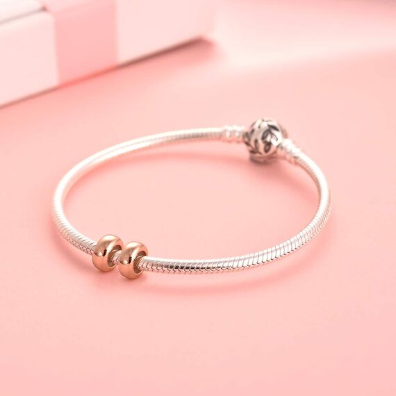 4 STÜCKE Sterling Silber Spacer Charms Stopper Roségold für Pandora Armbänder