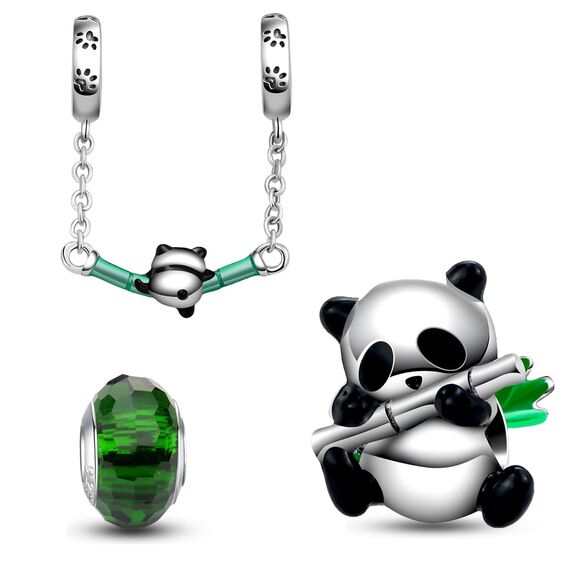 HappyStar Silber 925 Charms Anhänger für Armbänder,Combination Dangle Anhänger Bead Charms für Damen Kompatibel mit Pandora Europäischen Armbändern und Halskette （Mit Spacer Beads