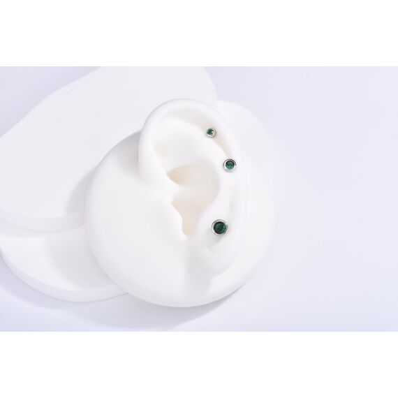 USEEDOVIA Ohrstecker Silber 925 Damen, 3 Paar Klein Sterling Silber Ohrringe Set mit Grün Zirkonia Smaragd Knorpel Funkelnd Schmuck Geschenke für Damen Herren 2/3/4mm