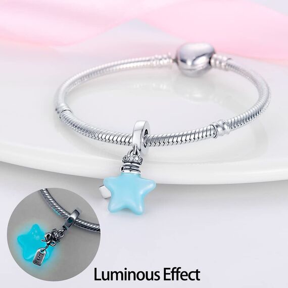 HappyStar Silber 925 Charms Anhänger für Armbänder, Combination Dangle Anhänger Bead Charms für Damen Kompatibel mit Pandora Europäischen Armbändern und Halskette （Mit Spacer Beads