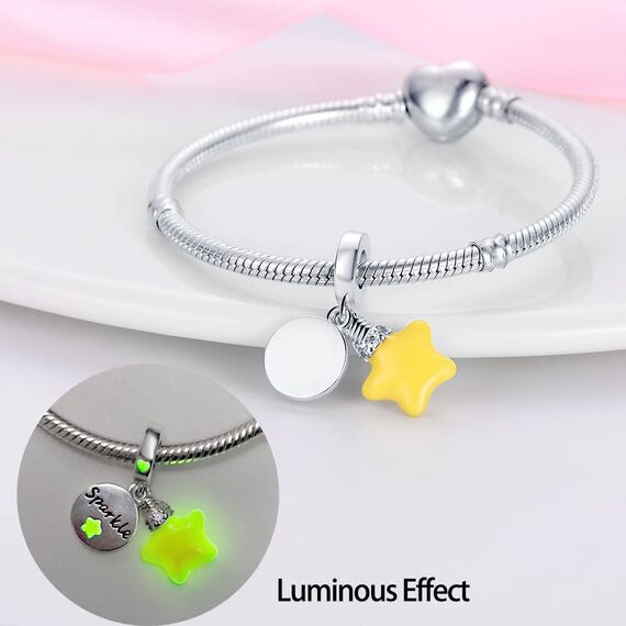 HappyStar Silber 925 Charms Anhänger für Armbänder, Combination Dangle Anhänger Bead Charms für Damen Kompatibel mit Pandora Europäischen Armbändern und Halskette （Mit Spacer Beads