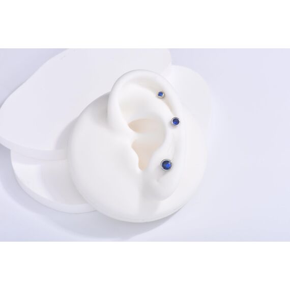 USEEDOVIA Ohrstecker Silber 925 Damen, 3 Paar Klein Sterling Silber Ohrringe Set mit Blau Zirkonia Saphir Knorpel Funkelnd Schmuck Geschenke für Damen Herren 2/3/4mm