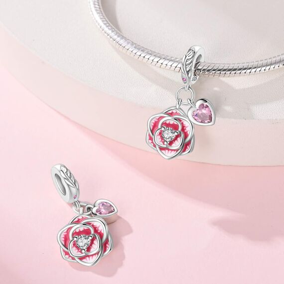 HappyStar Silber 925 Charms Anhänger für Armbänder,Combination Dangle Anhänger Bead Charms für Damen Kompatibel mit Pandora Europäischen Armbändern und Halskette （Mit Spacer Beads