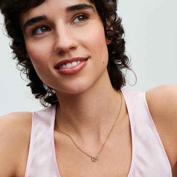 PANDORA Moments Funkelnde Unendlichkeits-Herz Collier-Halskette aus Sterling Silber mit vergoldeter Metalllegierung und Zirkonia Steinen, Größe 50cm, 362666C01-50