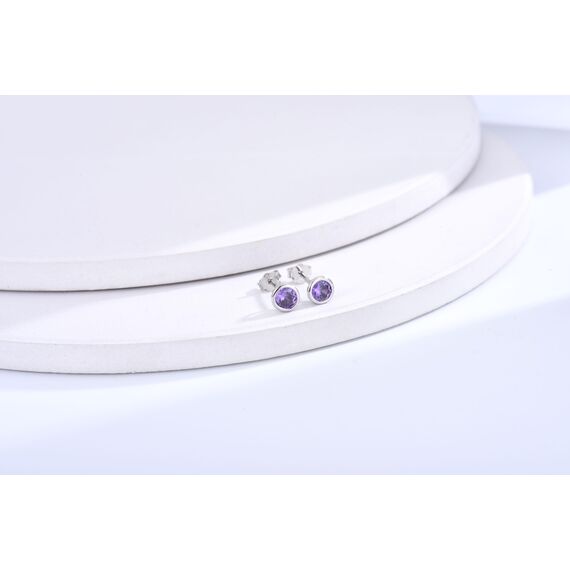 USEEDOVIA Ohrstecker Silber 925 Damen, 3 Paar Klein Sterling Silber Ohrringe Set mit Lila Violett Zirkonia Knorpel Funkelnd Amethyst Schmuck Geschenke für Damen Herren 2/3/4mm